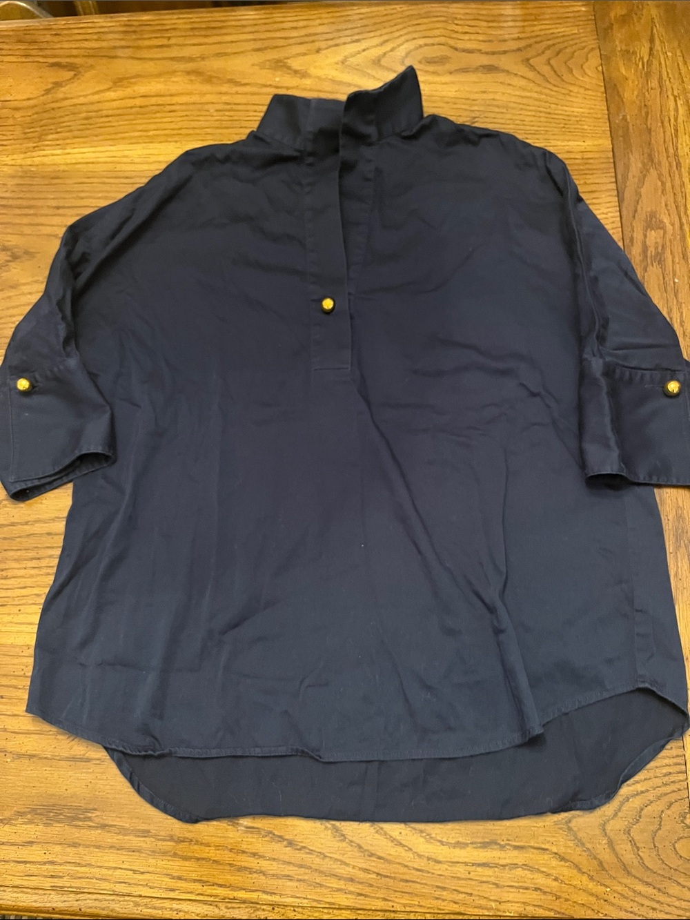Tuckernuck Navy Willow Blouse, size medium